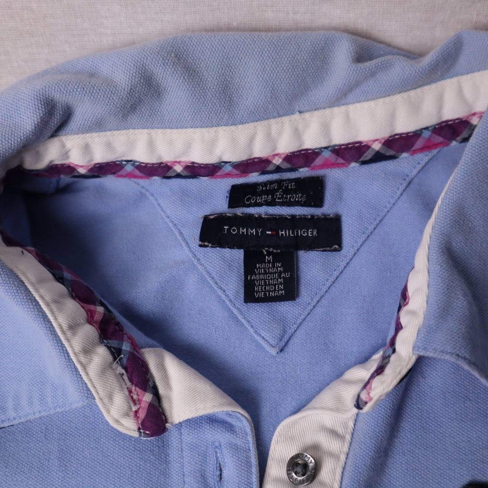 Tommy Hilfiger Womens Slim Fit Polo Shirt Light Blue 85 Patch Size M - Picture 3 of 6